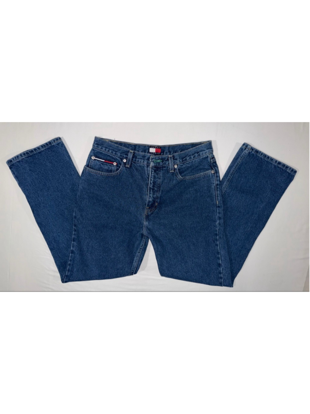 Tommy Hilfiger Mom Jeans Size 11 28 Flag Logo Blue Denim Classic Straight Leg